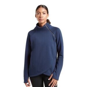 Athleta Cozy Karma Asym Fleece Lined Pullover Navy Size M